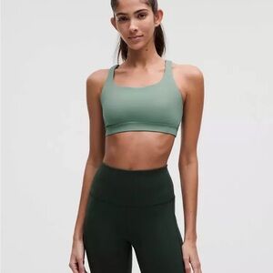 NWT Lululemon Energy Bra Sz 8 Eucalyptus Grey Medium Support, B–D Cups Green